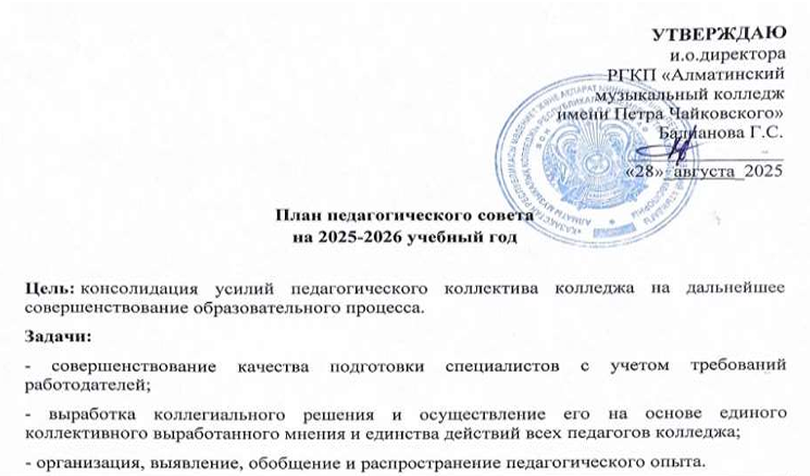 План педагогического совета 2025-2026 учебный год